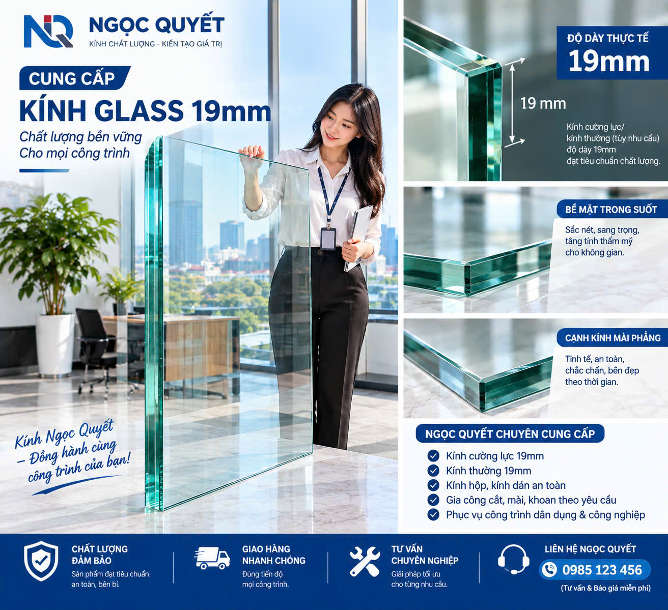 Kính Cường Lực trằng 19mm